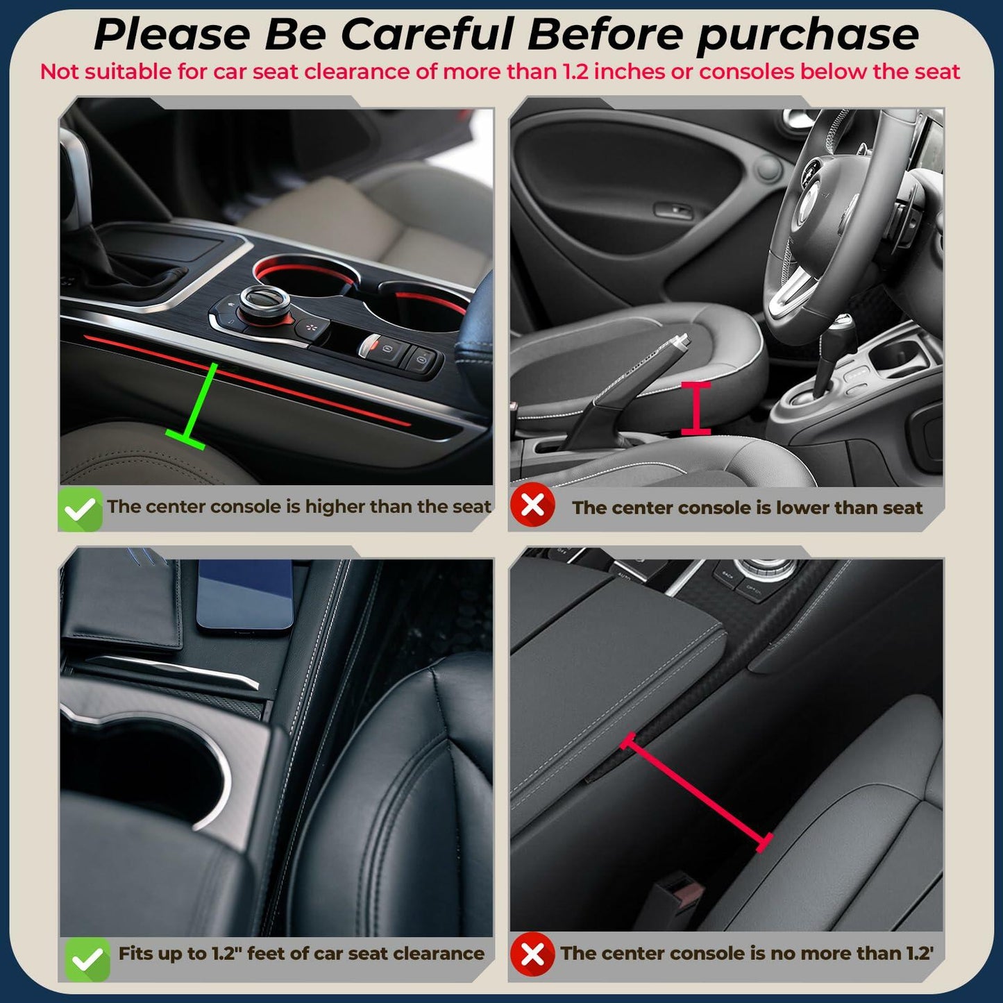 INTMOOD 2 Pack Car Seat Gap Organizer Leather Cup Holder Storage Box Black