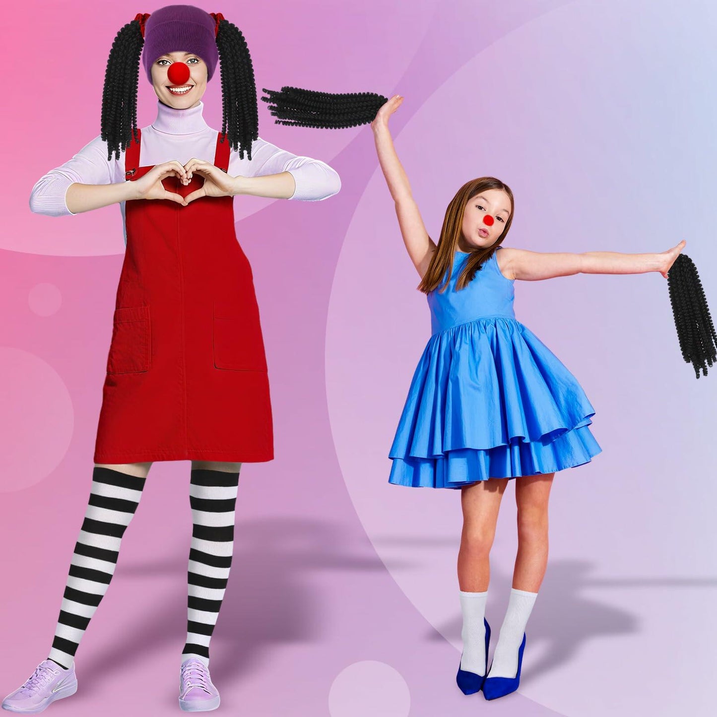 Yearntown 9 Pcs Halloween Women Clown Costume Accessories Multicolor One Size