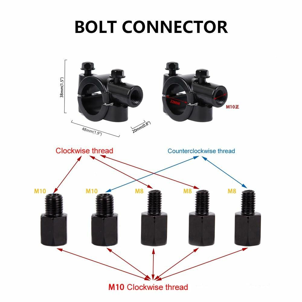 Generic Universal Motorcycle Rear View Side Mirrors 10MM 8MM Black Screw Mount