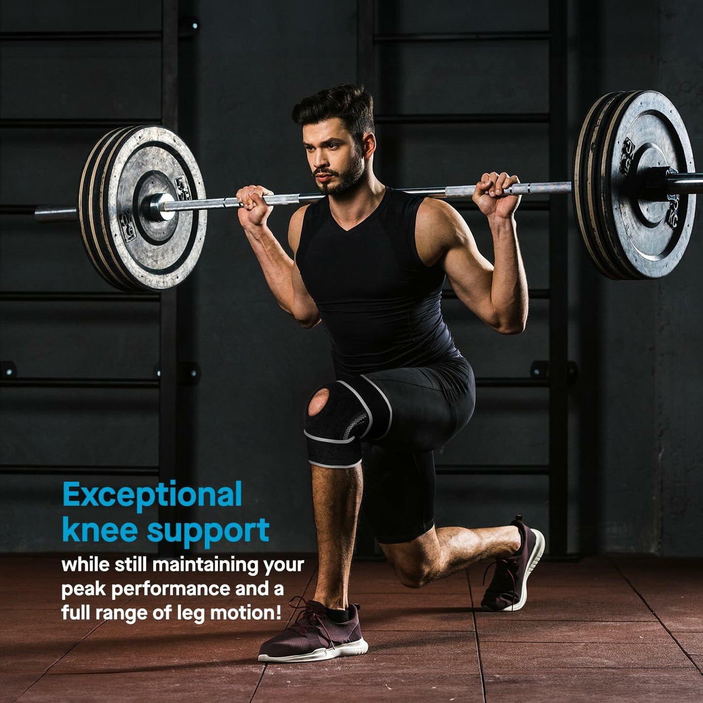 POWERLIX Adjustable Compression Knee Brace with Stabilizers Patella Support L