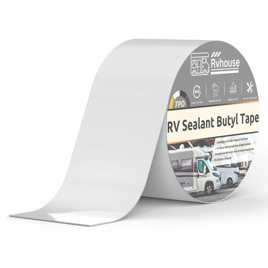 Rvhouse RV Roof Tape 4"x50FT Waterproof UV Resistant Sealant Repair Tape White