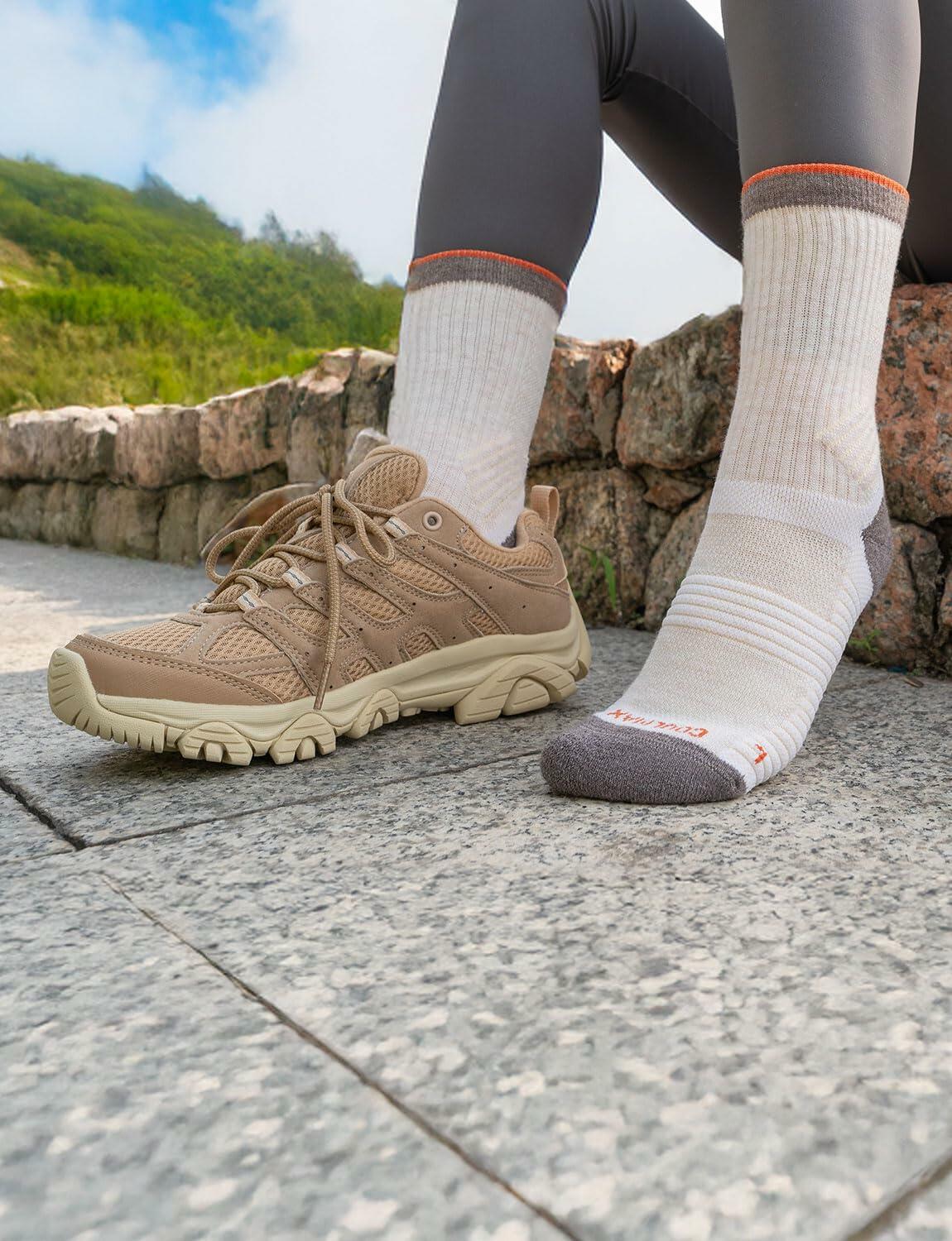 Juclise Womens Merino Wool Hiking Socks Lightweight Cushioned CrewToe Reinforced