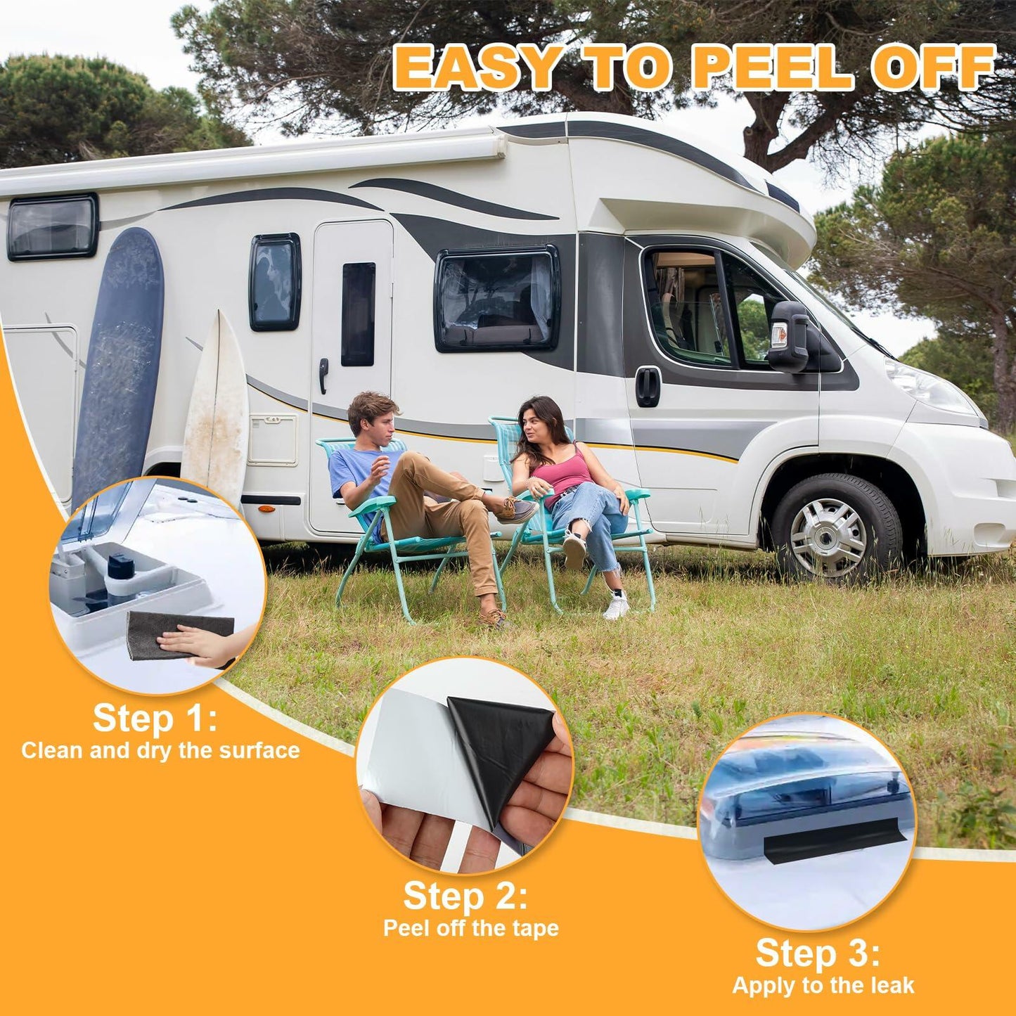 Rvhouse RV Roof Tape 4"x50FT Waterproof UV Resistant Sealant Repair Tape White