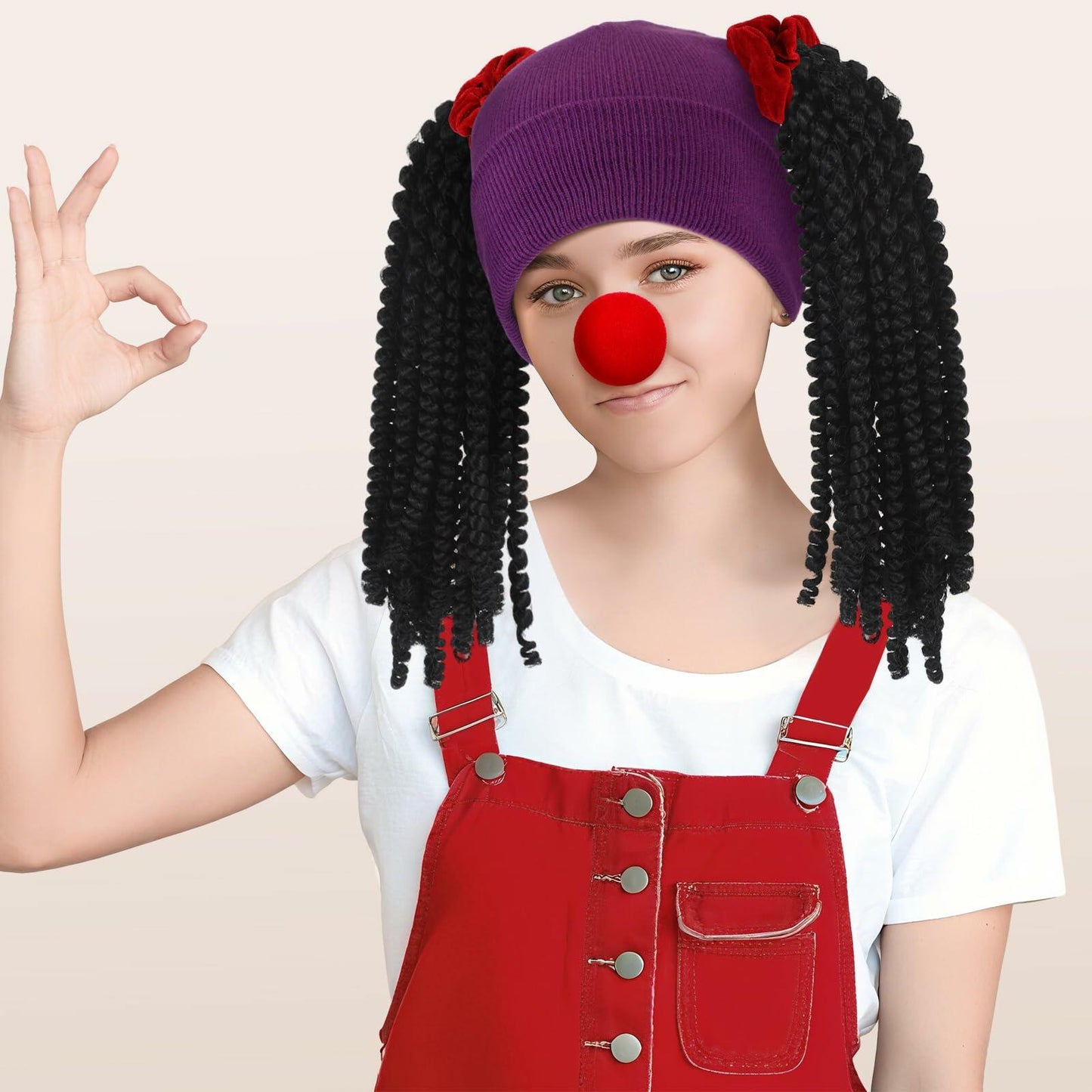 Yearntown 9 Pcs Halloween Women Clown Costume Accessories Multicolor One Size