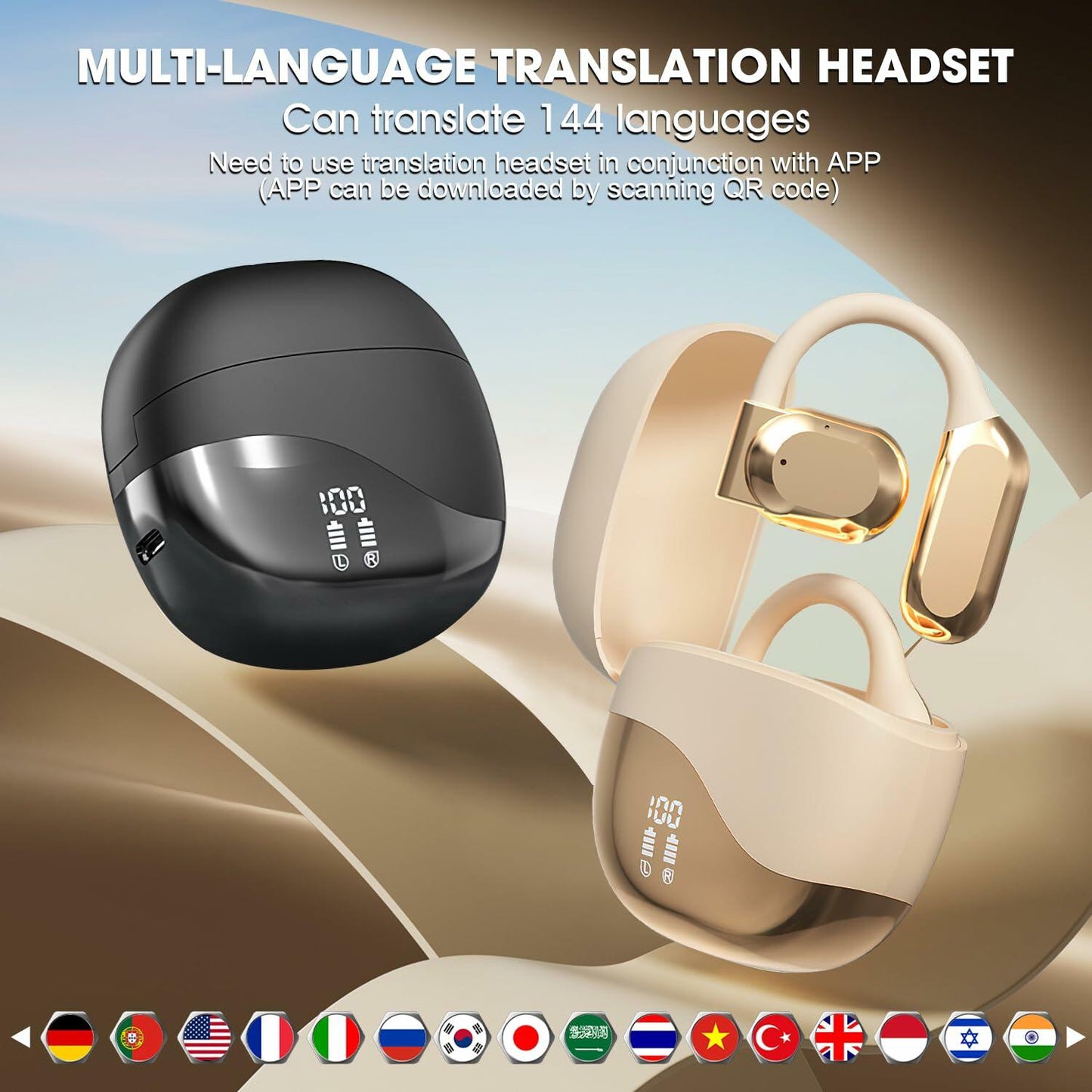 Daioai AI Language Translation Bluetooth Earbuds 144 Languages White