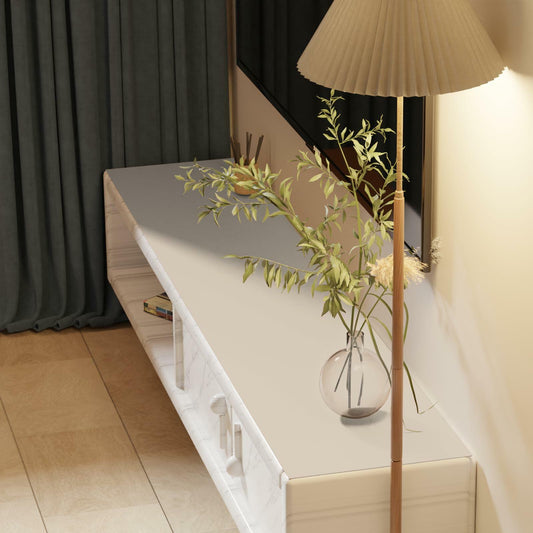 Zinkooat Leather Desk Mat 12x42 Inch 1.8mm Thick Off White Light Gray