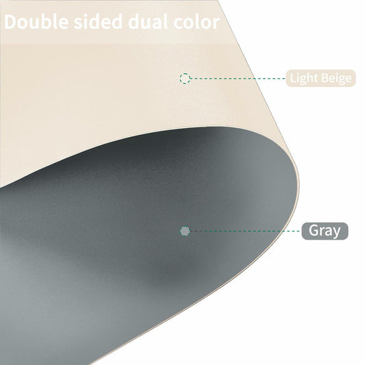 Zinkooat Leather Desk Mat 12x42 Inch 1.8mm Thick Off White Light Gray
