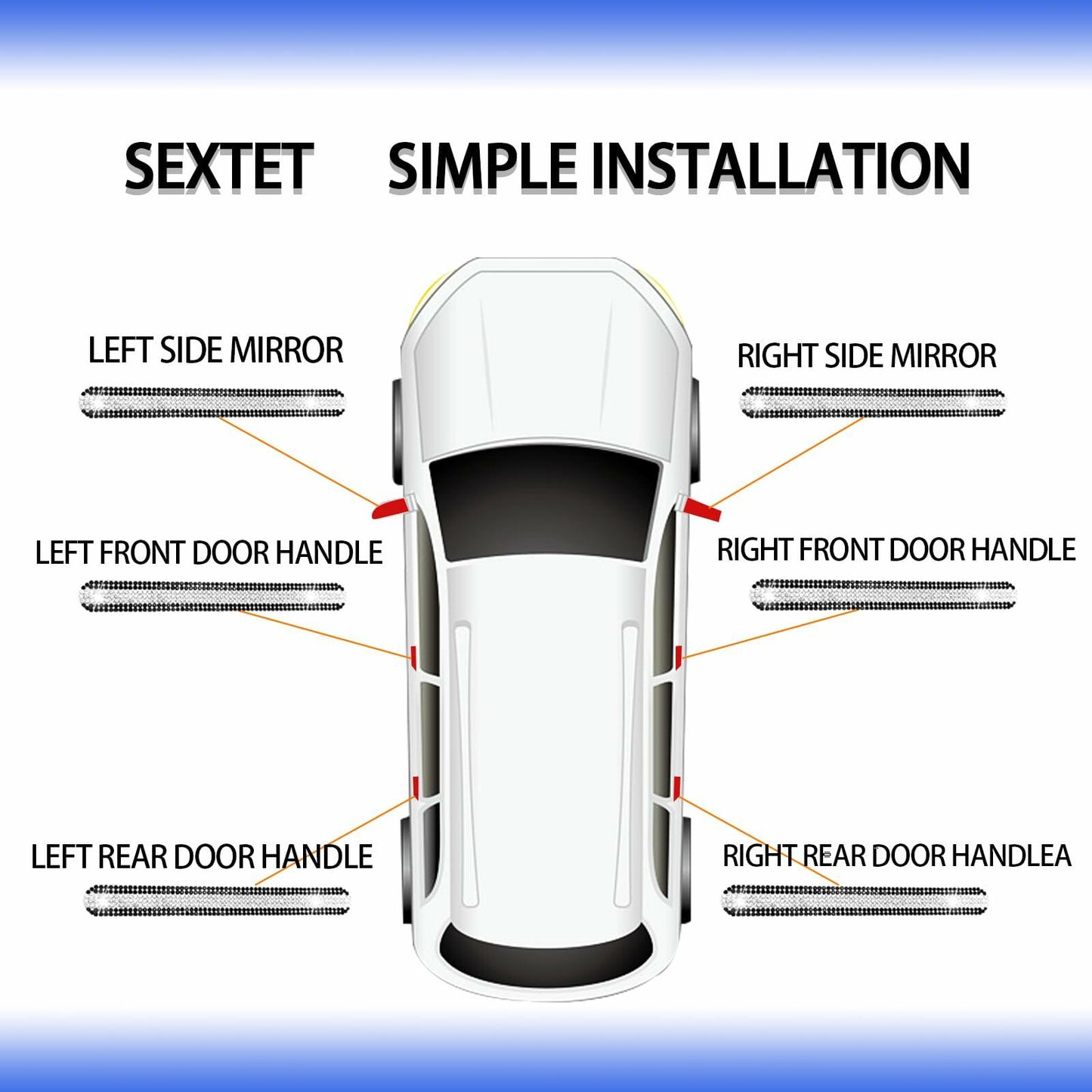 KEVWR 10pcs Bling Rhinestone Car Door Handle Stickers Protective Film Colorful