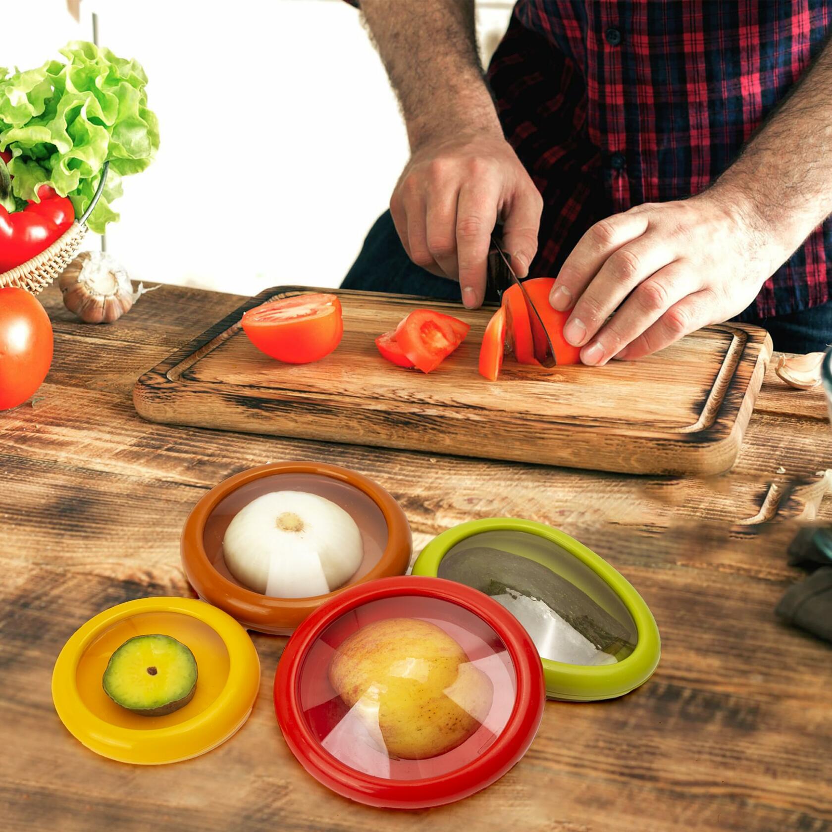 BuleVina 4pcs Avocado & Onion Silicone Saver Set Multicolor Reusable