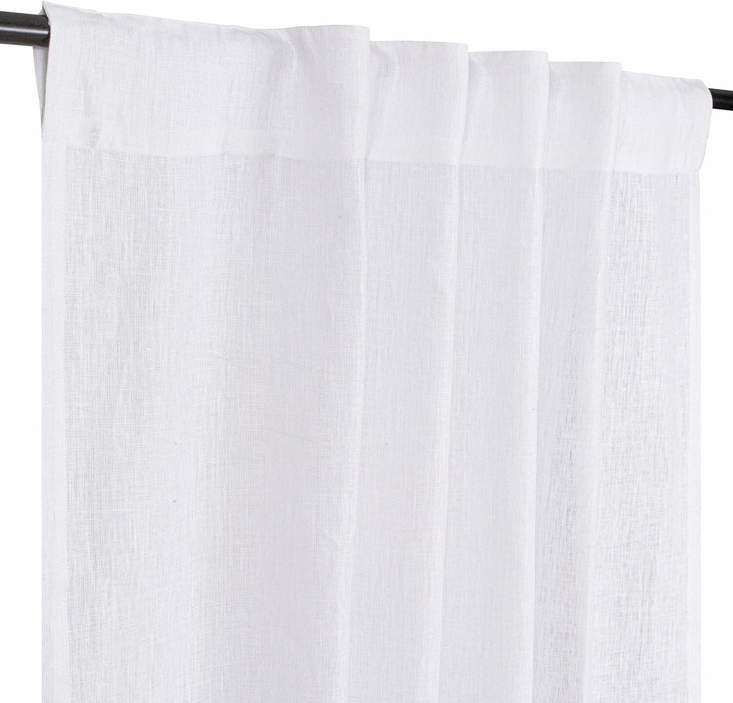 Limecasa Linen White Farmhouse Curtain 50x84 Tab Top Room Darkening 1 Panel