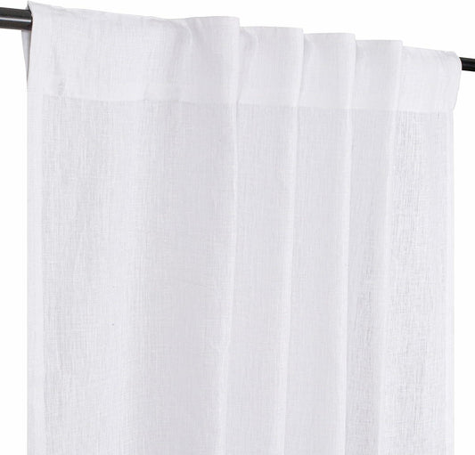 Limecasa Linen White Farmhouse Curtain 50x84 Tab Top Room Darkening 1 Panel