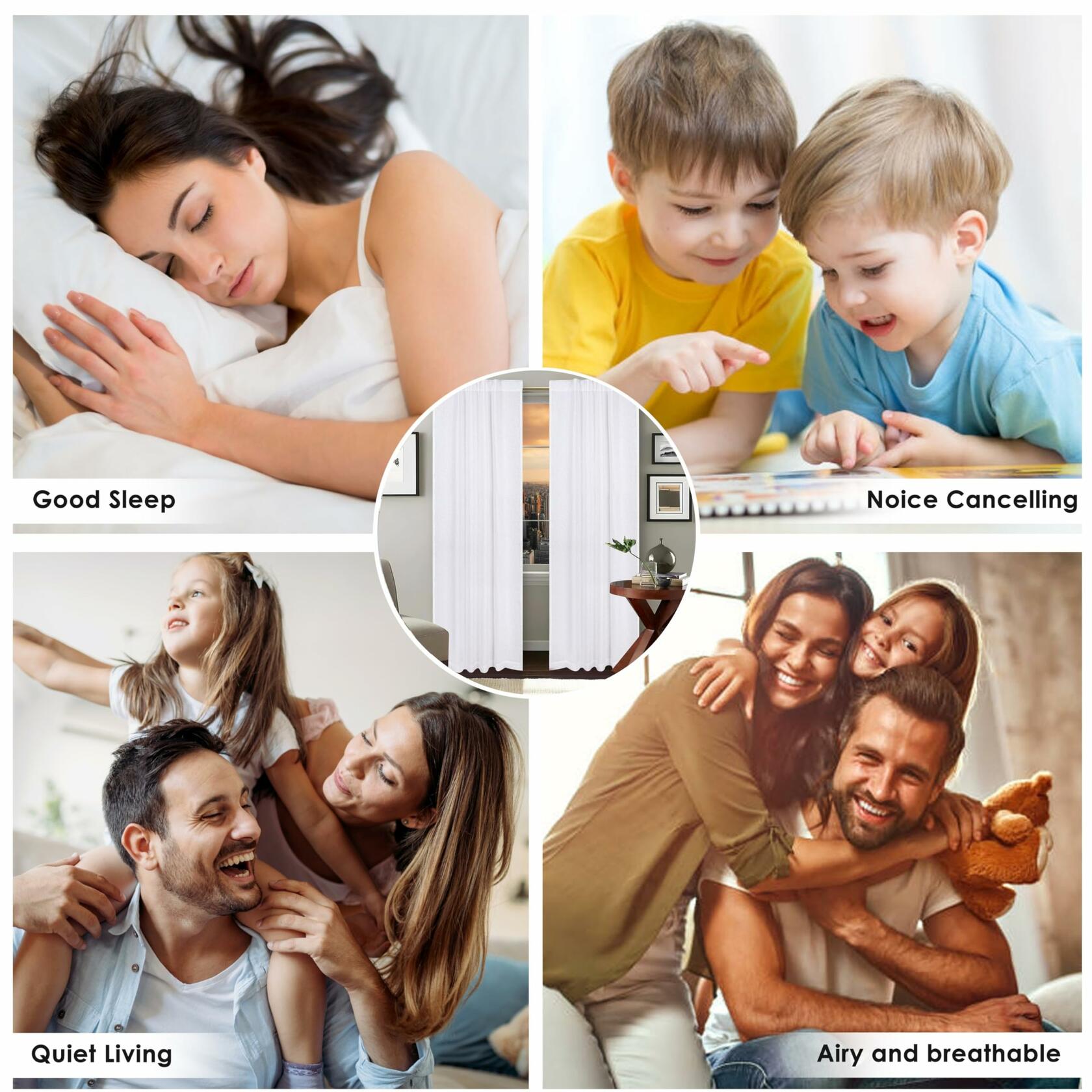 Limecasa Linen White Farmhouse Curtain 50x84 Tab Top Room Darkening 1 Panel