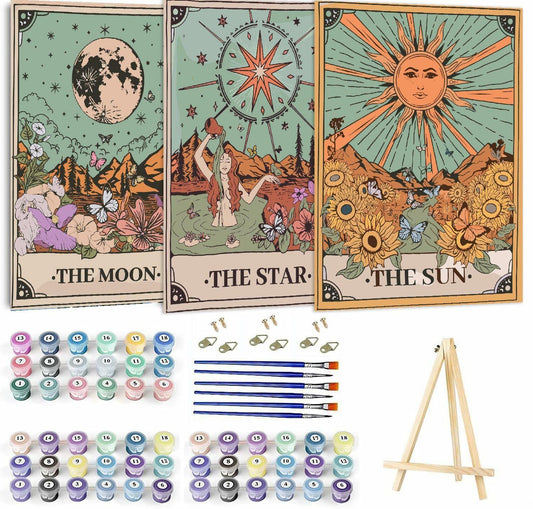 WUDWL Mystery Paint by Numbers Kit Adults Kids 8-12 4 Pack Framed Canvas