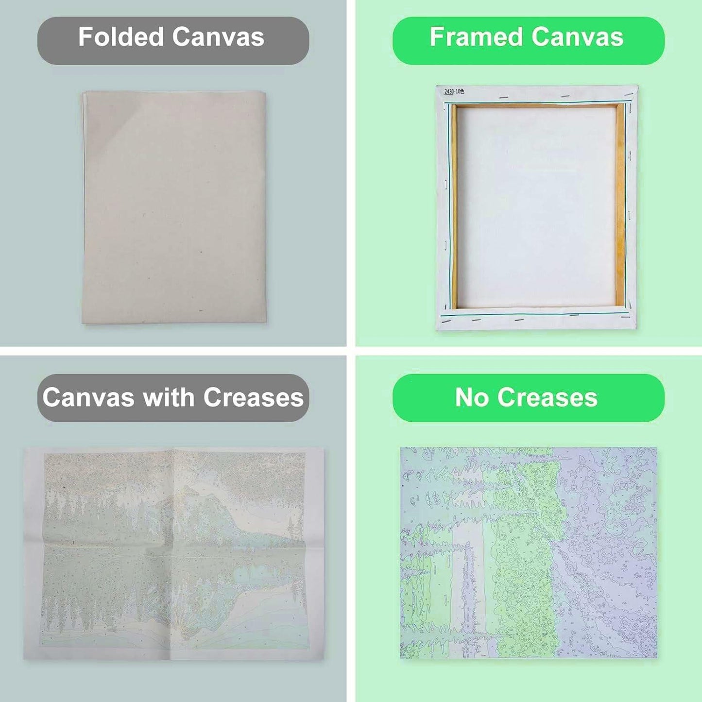 WUDWL Mystery Paint by Numbers Kit Adults Kids 8-12 4 Pack Framed Canvas