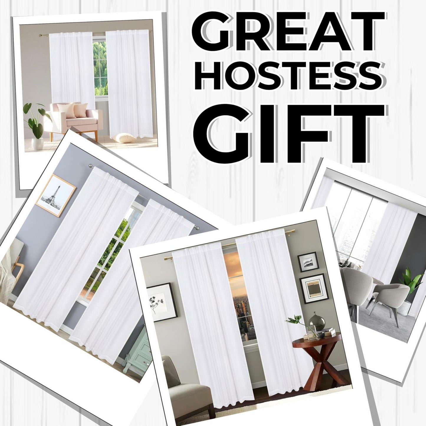 Limecasa Linen White Farmhouse Curtain 50x84 Tab Top Room Darkening 1 Panel