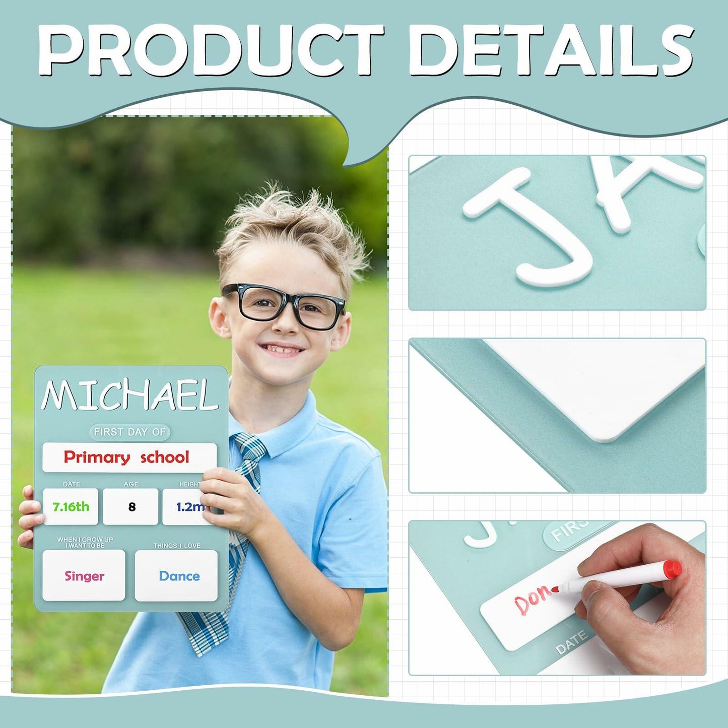 Chunful Personalized First Last Day School Board Acrylic Chalkboard 11x9 Inch