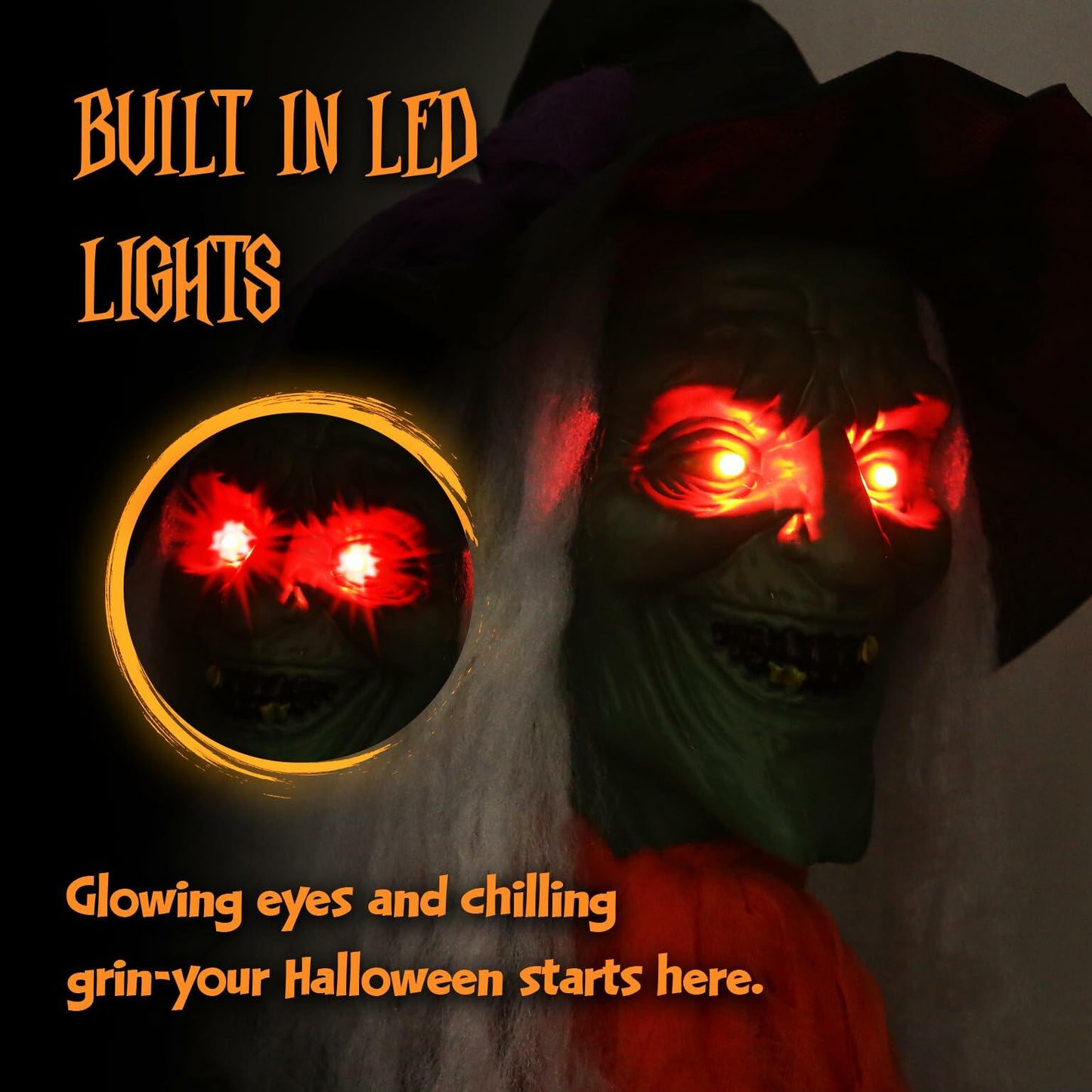 HOMELEX Flying Ghost Halloween Outdoor Decoration Large Scary Ghost Witch 7.5Ft