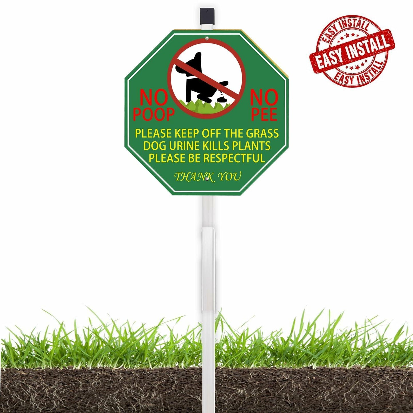 AOOCY All Remind Metal Dog Poop Sign with Stake 10x28in Yard Decor