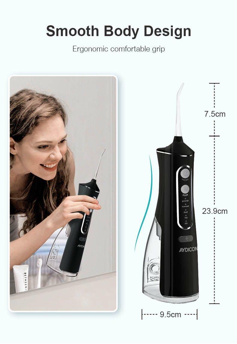 Aydicon Water Dental Flosser Rechargeable 4 Modes 300ML Tank IPX7 Waterproof