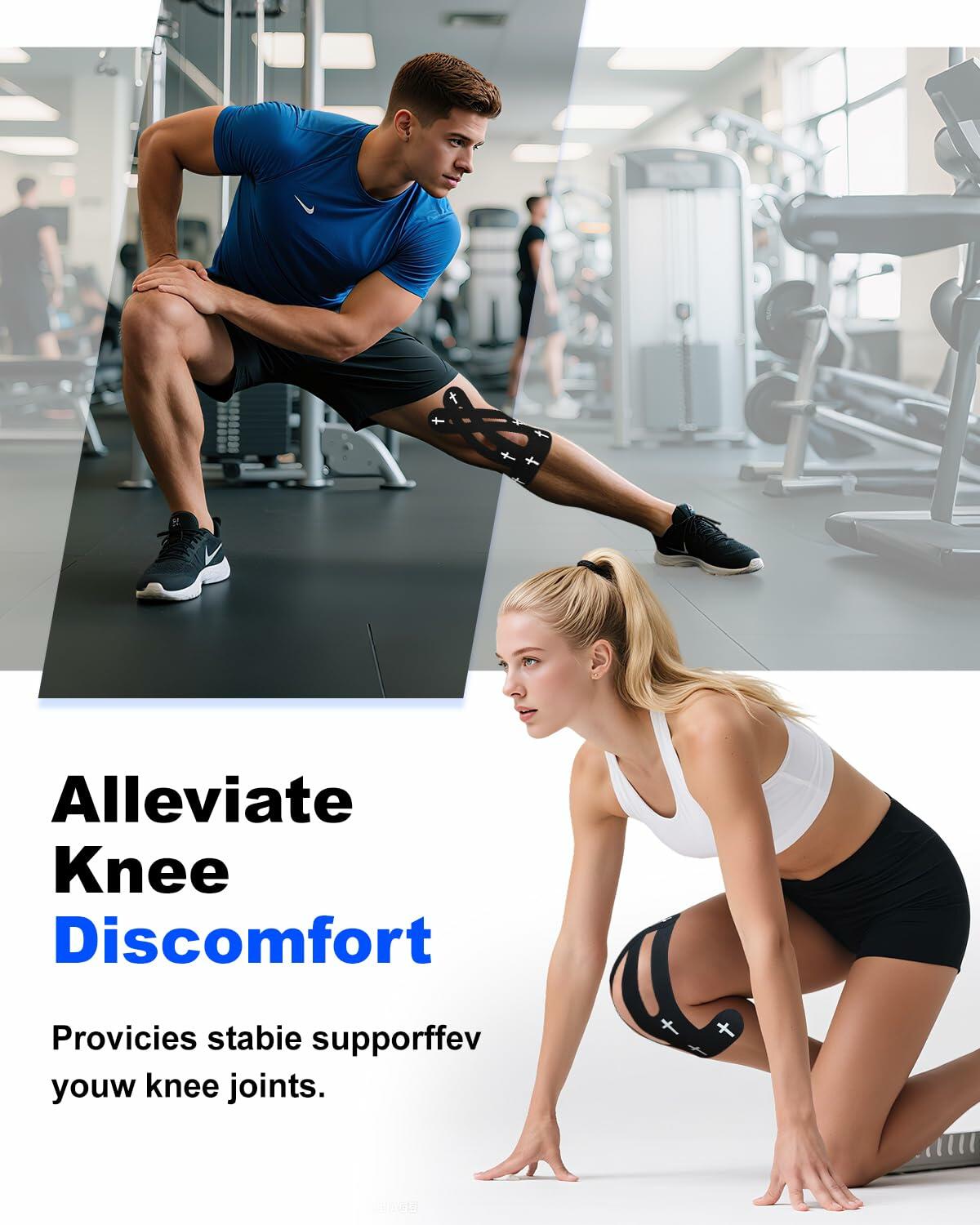 Yigney Christian Cross Kinesiology Tape Knee Support Black 12 Pcs