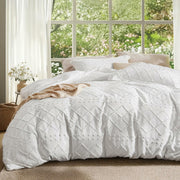 Bedsure Boho Duvet Cover Set Queen 90x90 White 1 Cover 2 Shams Zipper