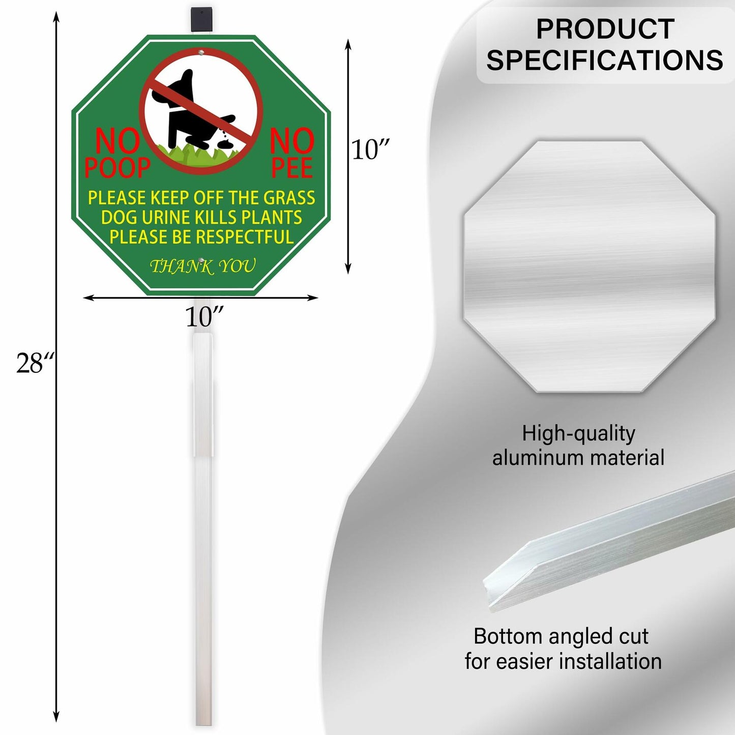 AOOCY All Remind Metal Dog Poop Sign with Stake 10x28in Yard Decor