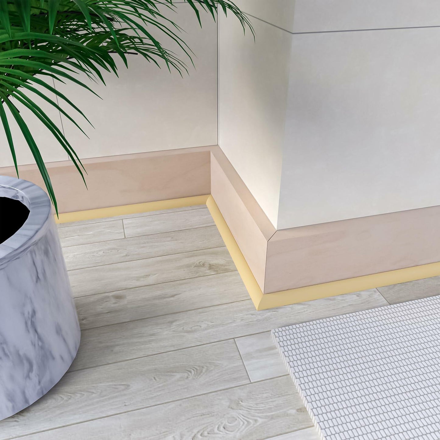 Risunpet Flexible Quarter Round Molding Double-Sided Peel Stick Rubber 98 Inch