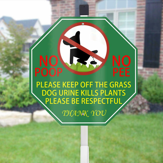 AOOCY All Remind Metal Dog Poop Sign with Stake 10x28in Yard Decor