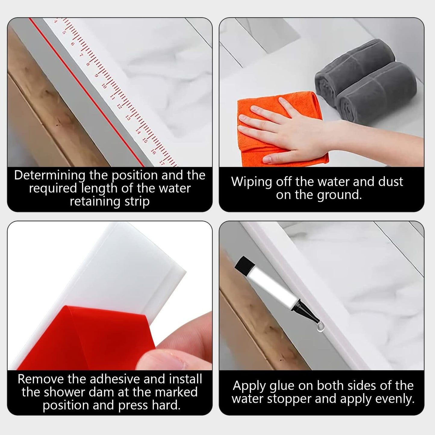 Risunpet Flexible Quarter Round Molding Double-Sided Peel Stick Rubber 98 Inch