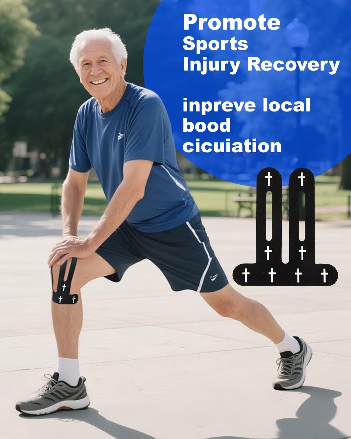 Yigney Christian Cross Kinesiology Tape Knee Support Black 12 Pcs