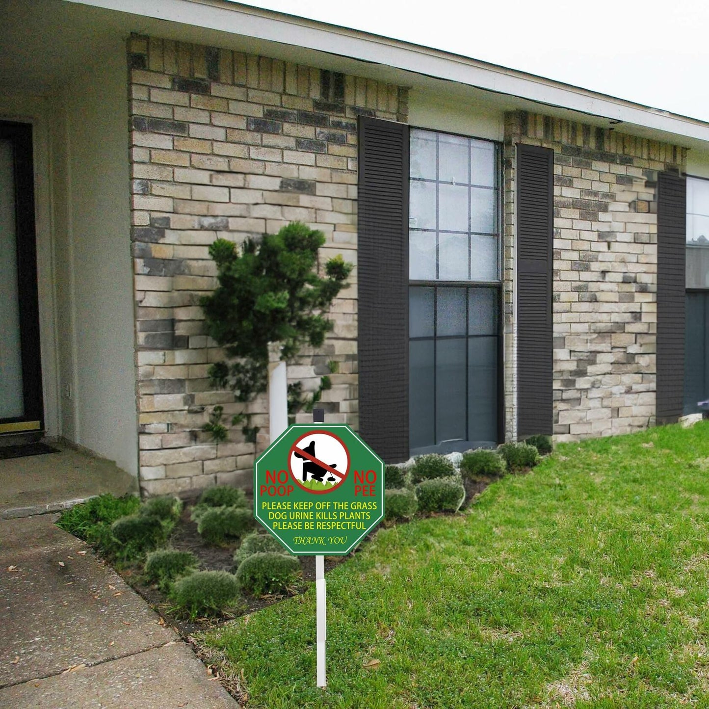 AOOCY All Remind Metal Dog Poop Sign with Stake 10x28in Yard Decor