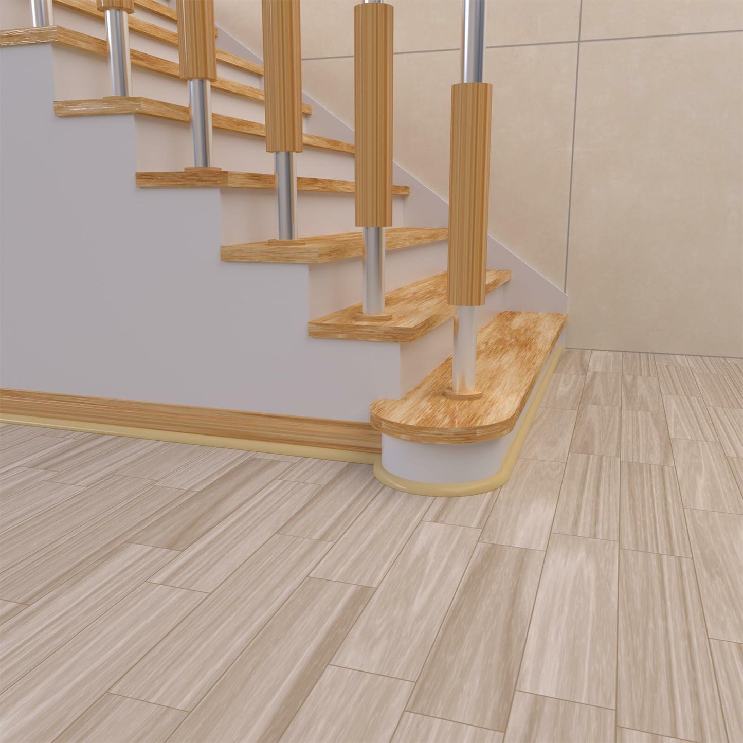 Risunpet Flexible Quarter Round Molding Double-Sided Peel Stick Rubber 98 Inch