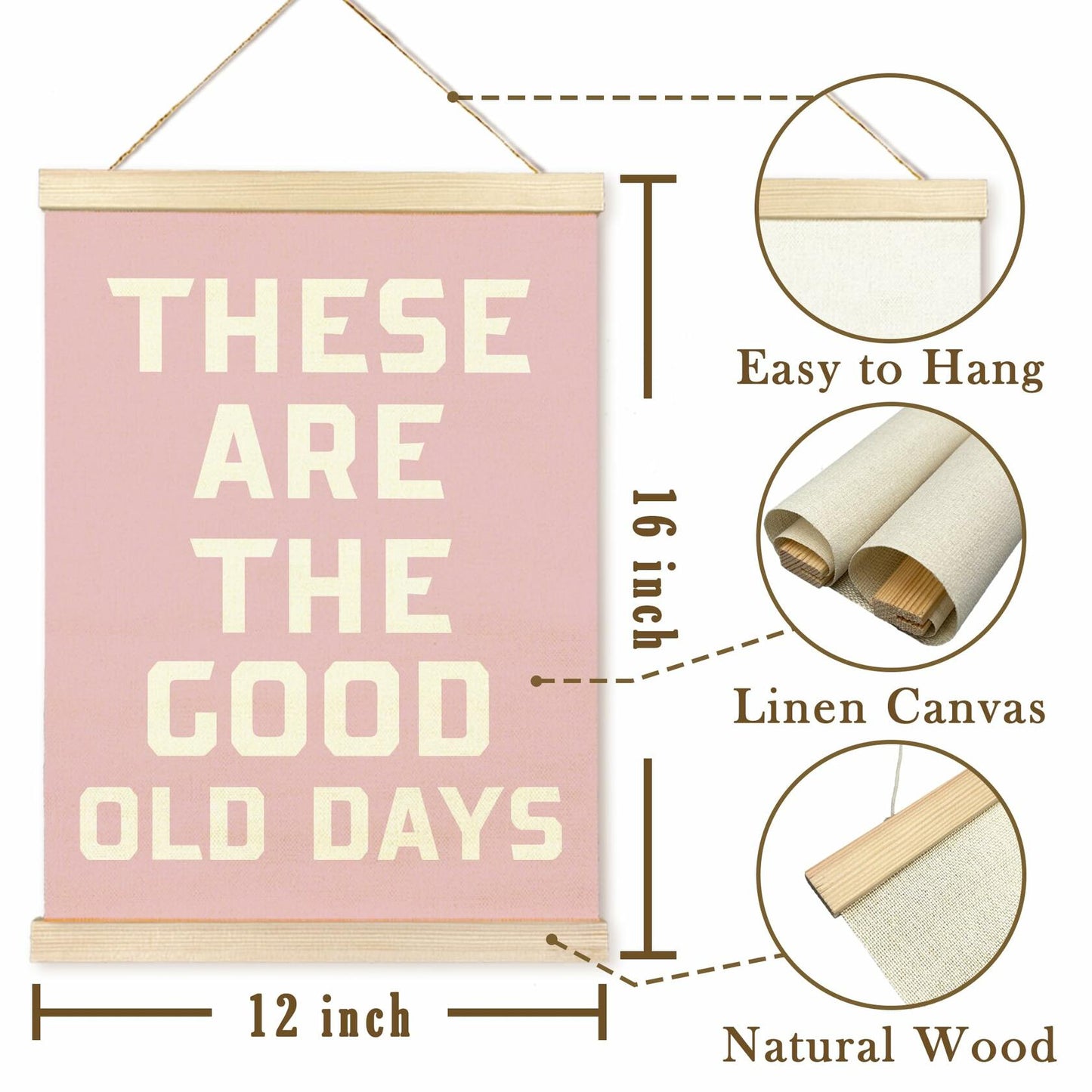 TAEDIN Inspirational Rustic Wall Art Poster Hanger Frame Pink 12x16