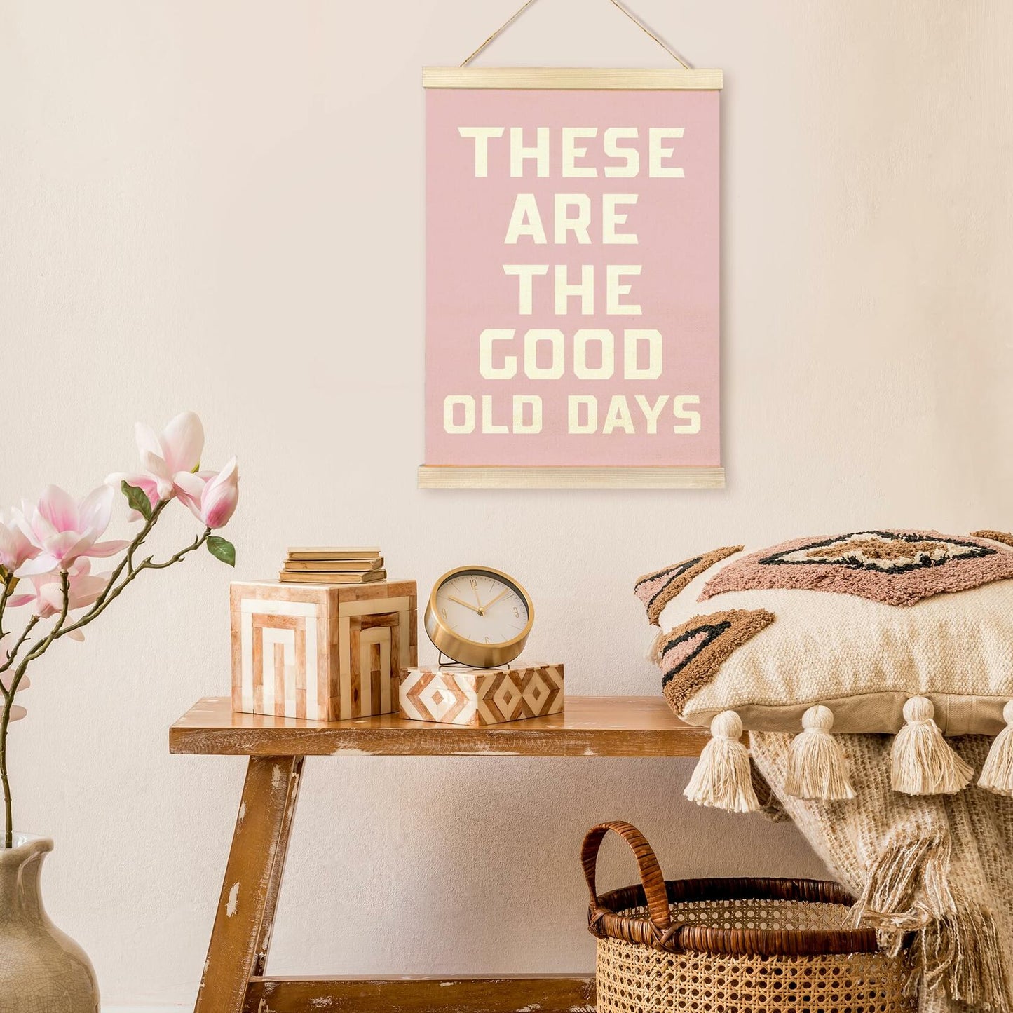 TAEDIN Inspirational Rustic Wall Art Poster Hanger Frame Pink 12x16