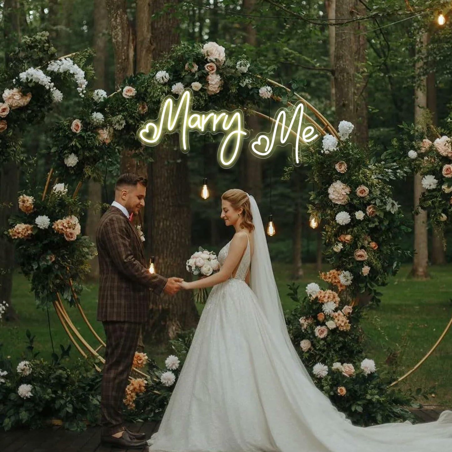 Dadarolly Marry Me Neon Sign Warm White LED Lights 11.3x15.7 & 10x9.2 inches