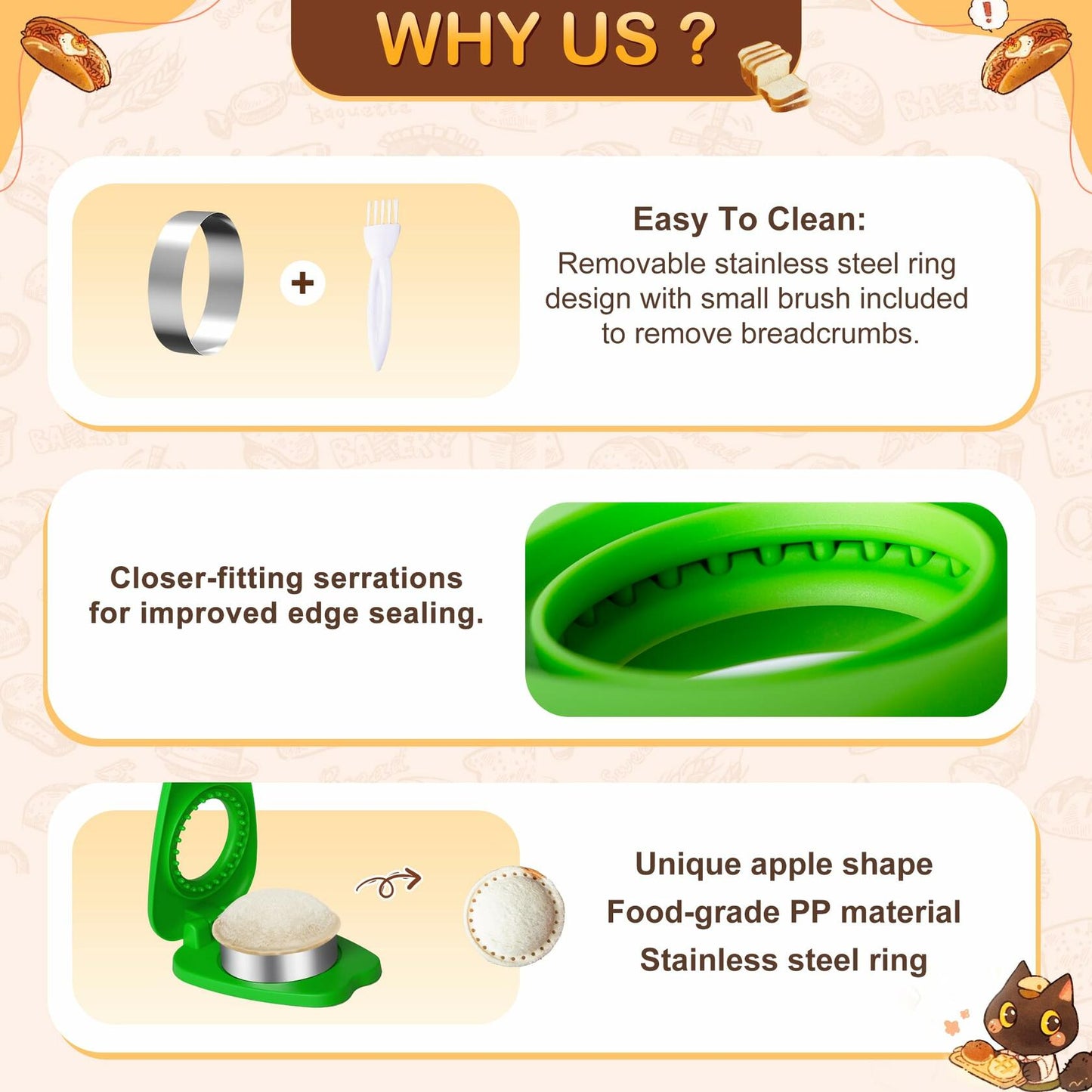 Izzydodo Uncrustable Sandwich Cutter Set Round Sealer for Kids Lunch Red/Green