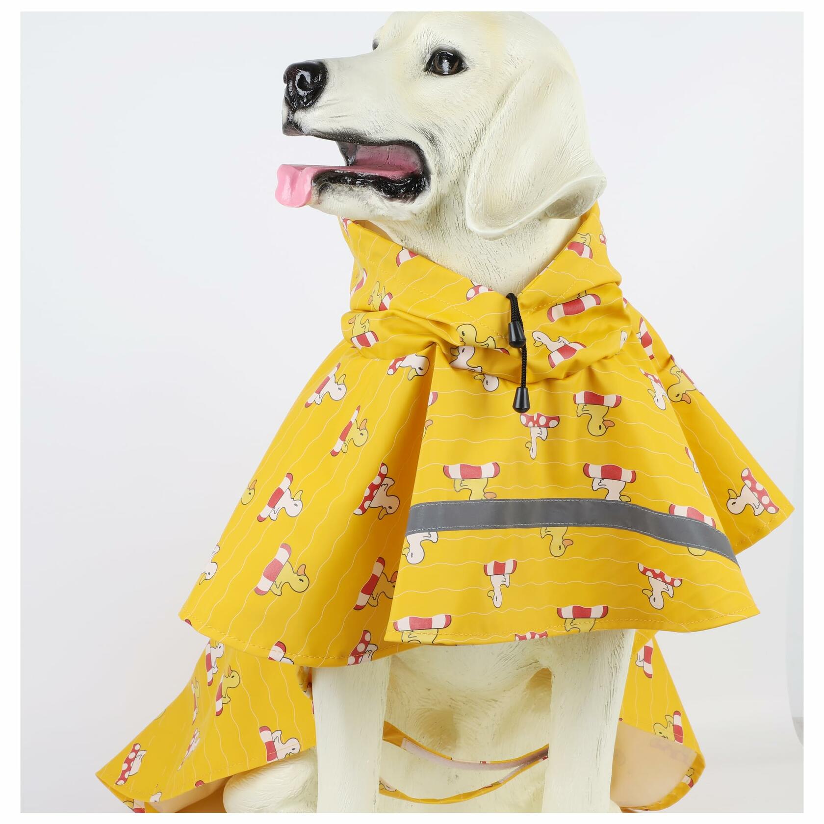 HAPEE Dog Raincoat Reflective Strip Hoodie Poncho Yellow River Size 20"