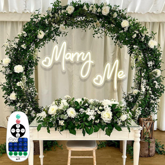 Dadarolly Marry Me Neon Sign Warm White LED Lights 11.3x15.7 & 10x9.2 inches