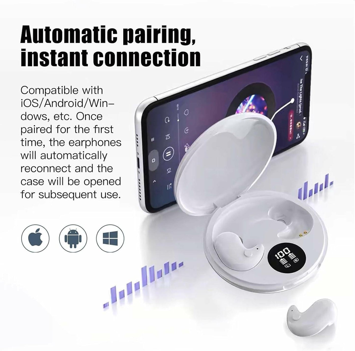 Generic Wireless Bluetooth 5.3 Sleep Headphones Noise Canceling Earbuds White