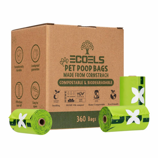 ECOELS Compostable Dog Poop Bags Extra Large Strong Leakproof Unscented 100ct