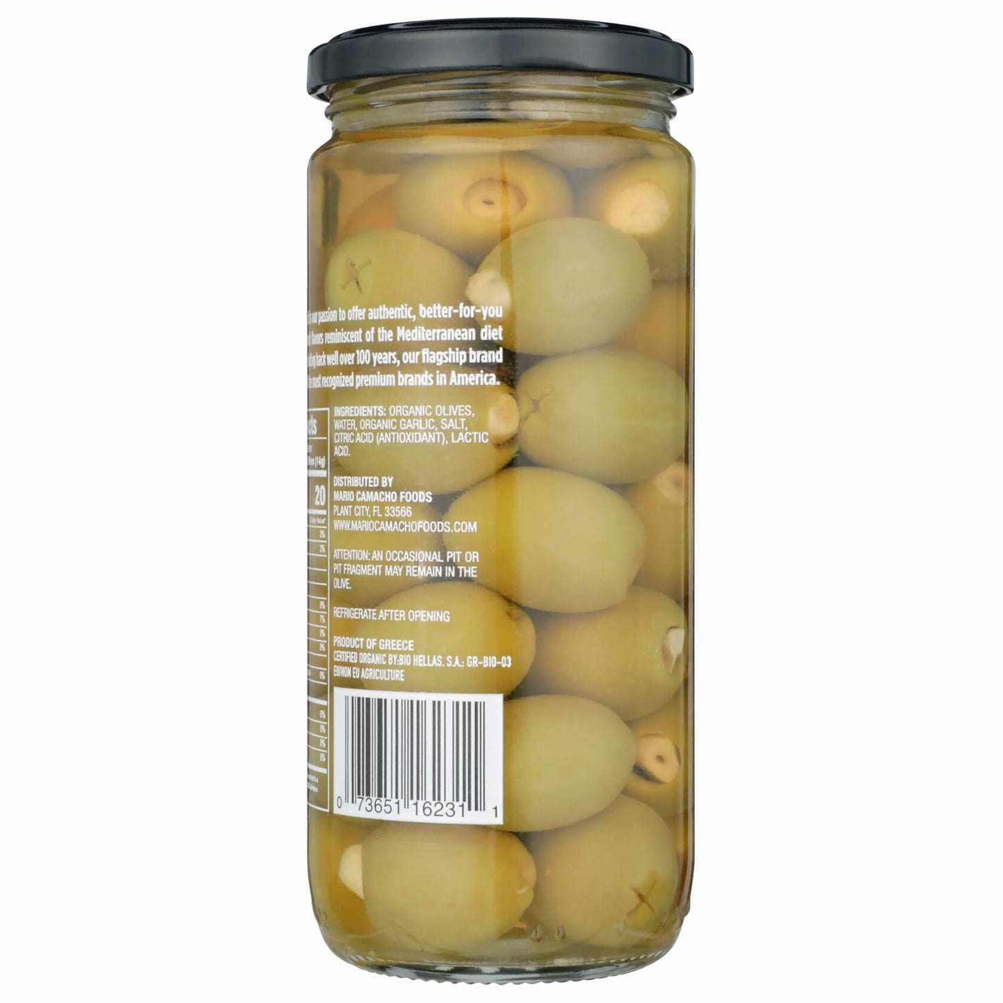 BestBy11/25 Mario Camacho Organic Garlic Stuffed Green Olives 10oz