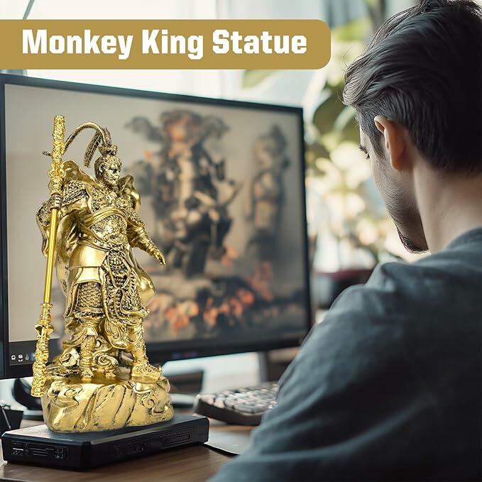 Maozyiltle Black Wukong Statue Home Decor Resin Imitation Copper