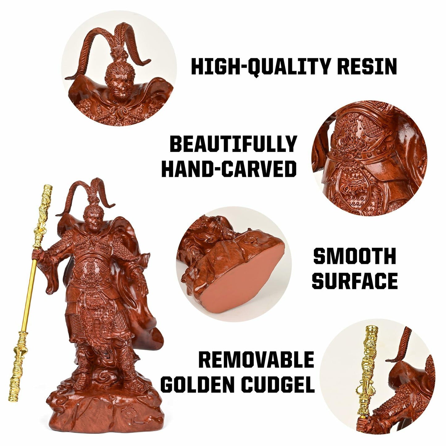 Maozyiltle Black Wukong Statue Home Decor Resin Imitation Copper