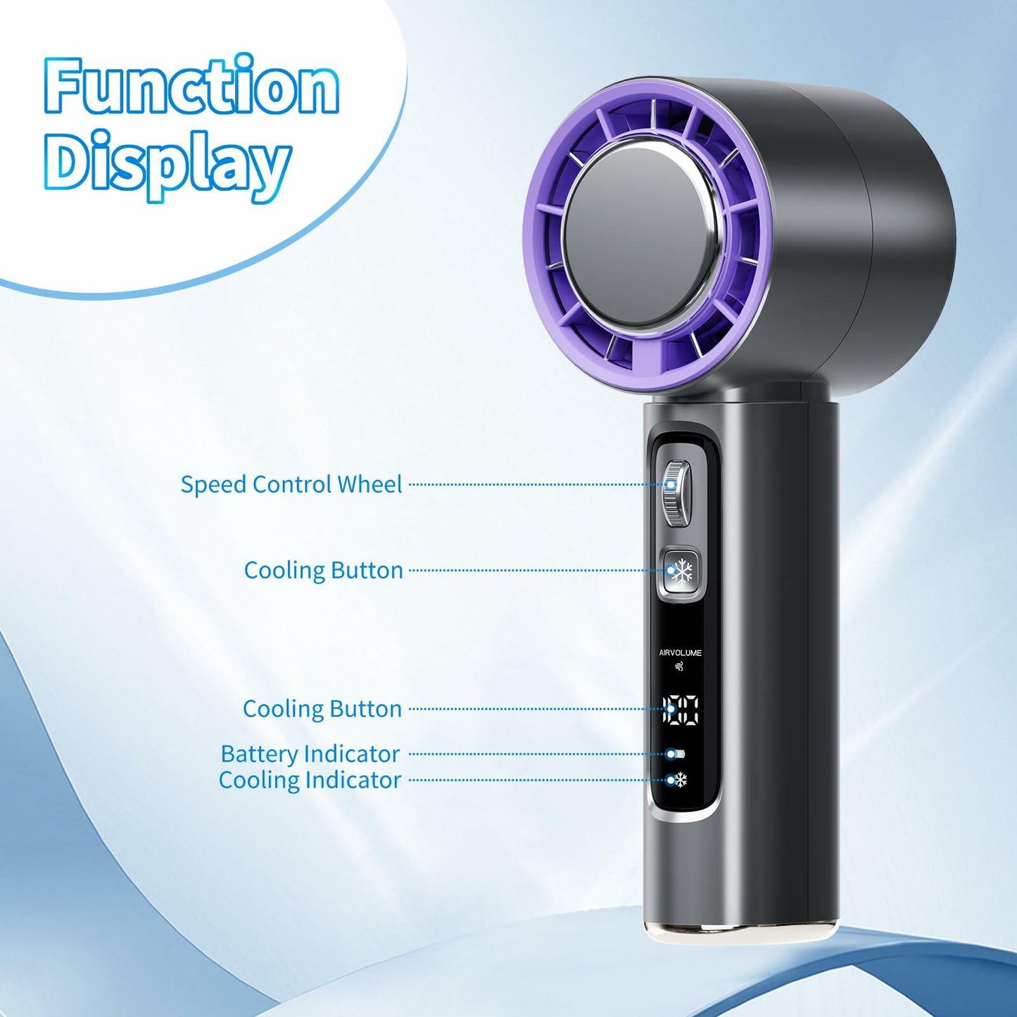 Procci Portable Handheld Fan with Cooling Plate 4000mAh LCD Display Pink