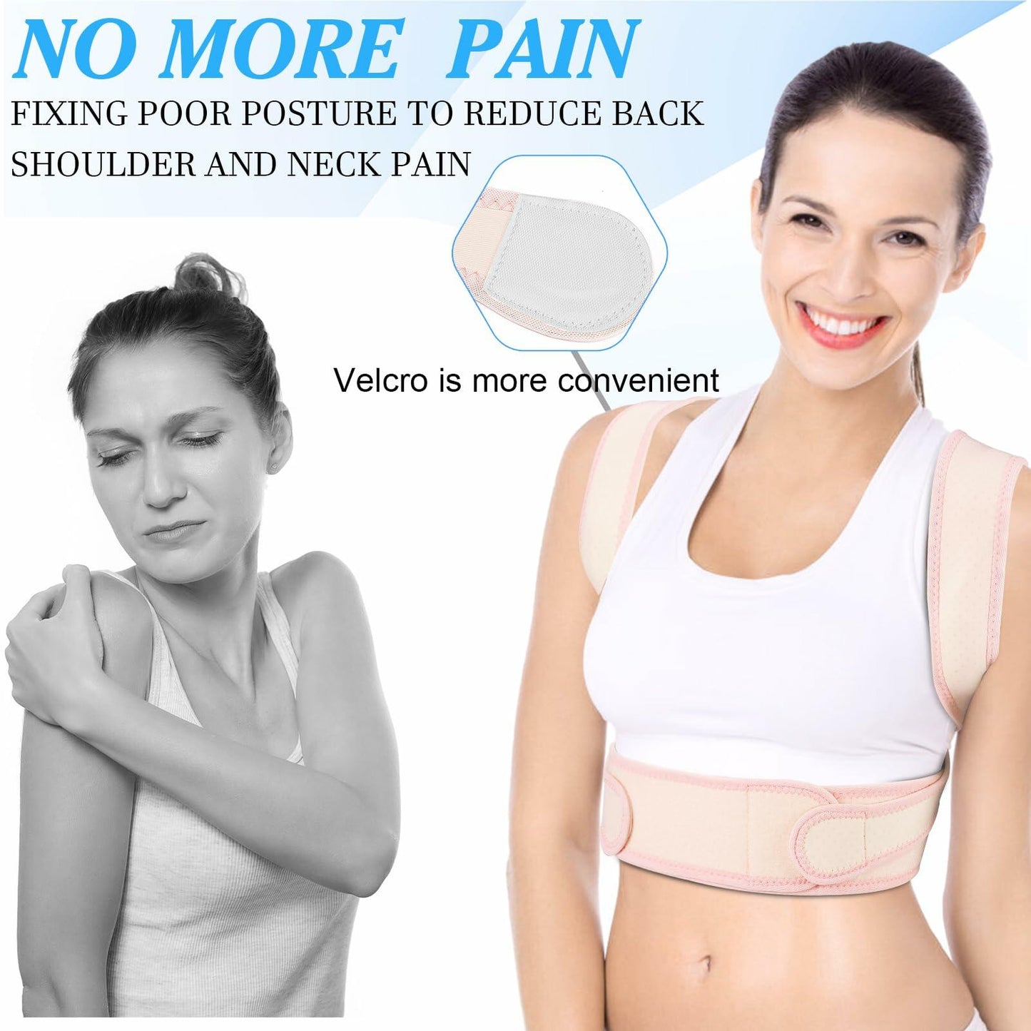 HLOES Adjustable Posture Corrector Upper Back Brace Breathable Support Size XS