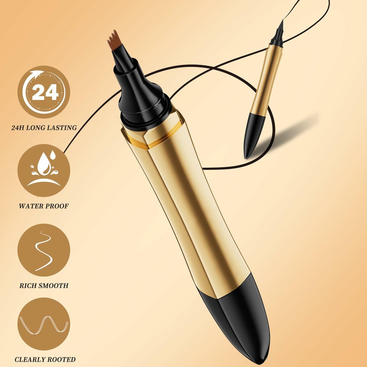 YIWANLLE 2in1 Magic Eyebrow Pencil 3D Microblading Fork Tip Light Brown 1 Count