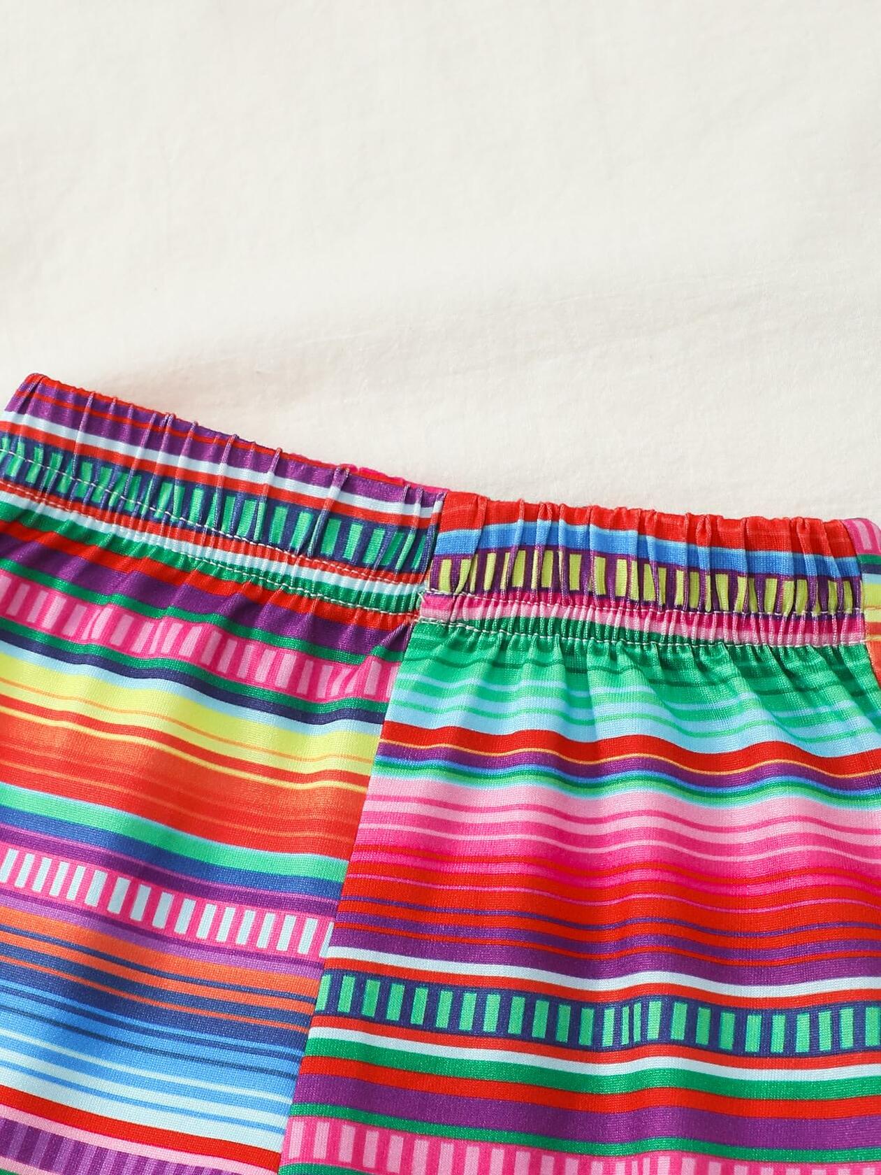 Noubeau Baby Girl Cinco De Mayo Embroidery Romper Flare Pant Headband 3-6M