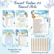 Estune 352 Pcs Baby Shower Advice Cards Blue Bear Decorations Game
