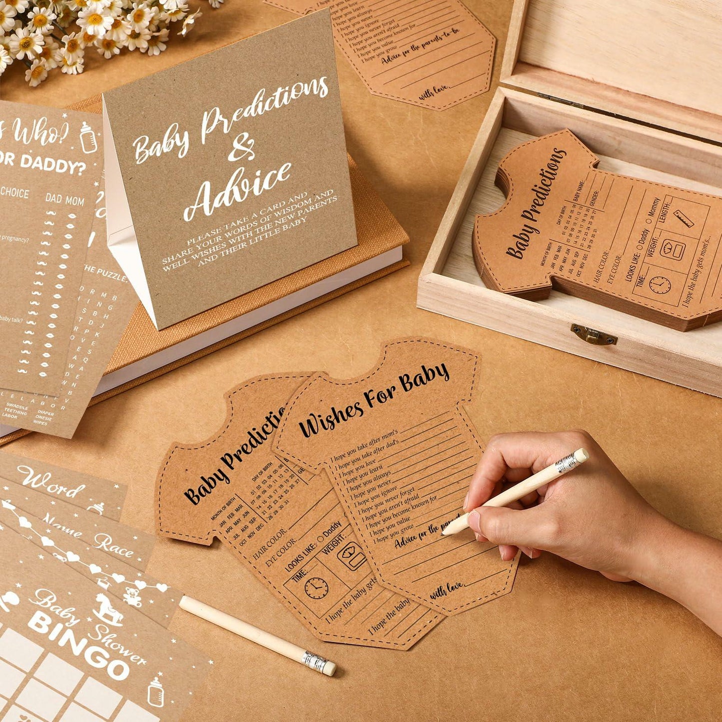 Estune 352 Pcs Baby Shower Advice Cards Blue Bear Decorations Game