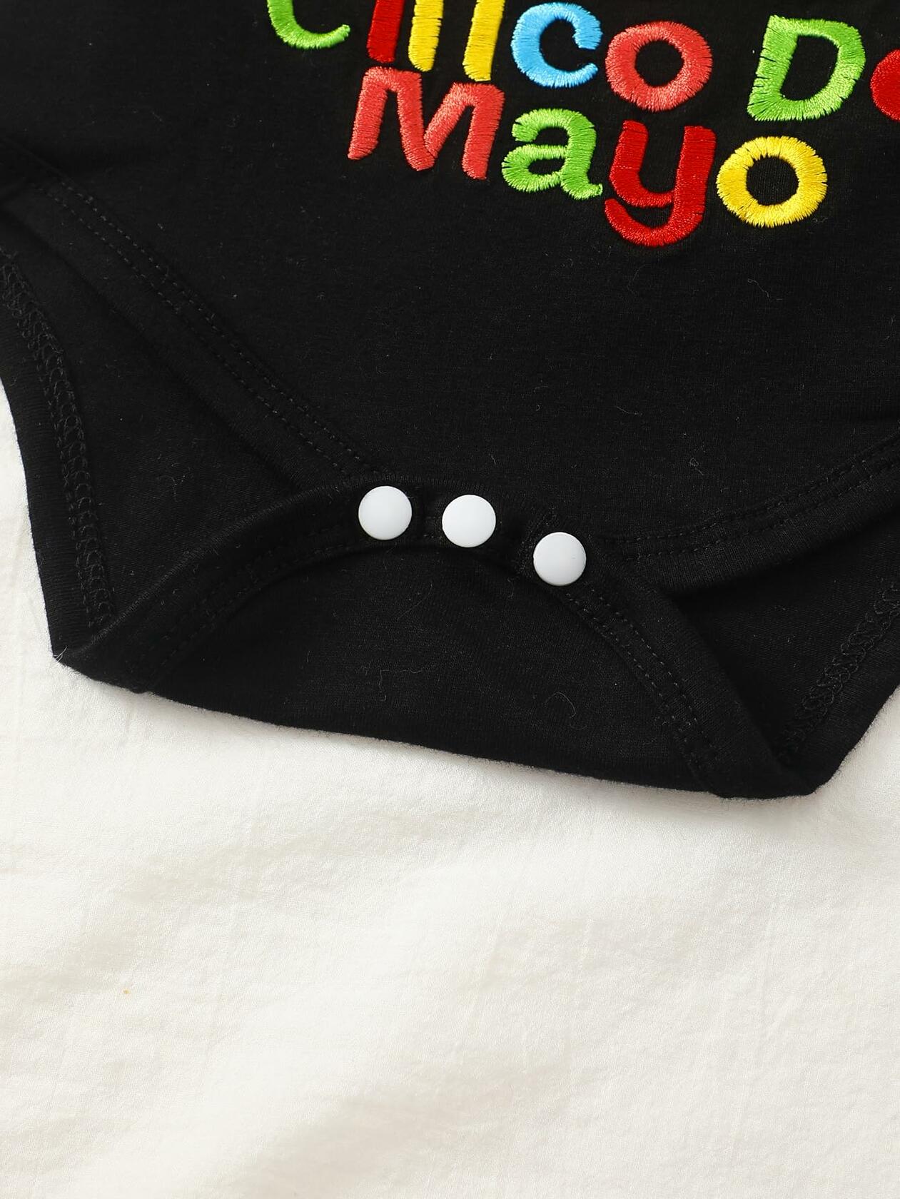 Noubeau Baby Girl Cinco De Mayo Embroidery Romper Flare Pant Headband 3-6M